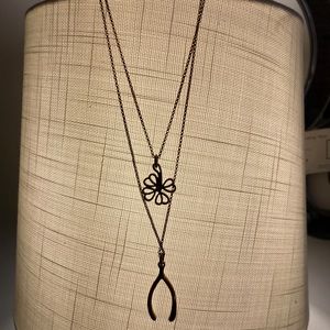 Lucky Brand Dual Tier Necklace Wishbone Clover